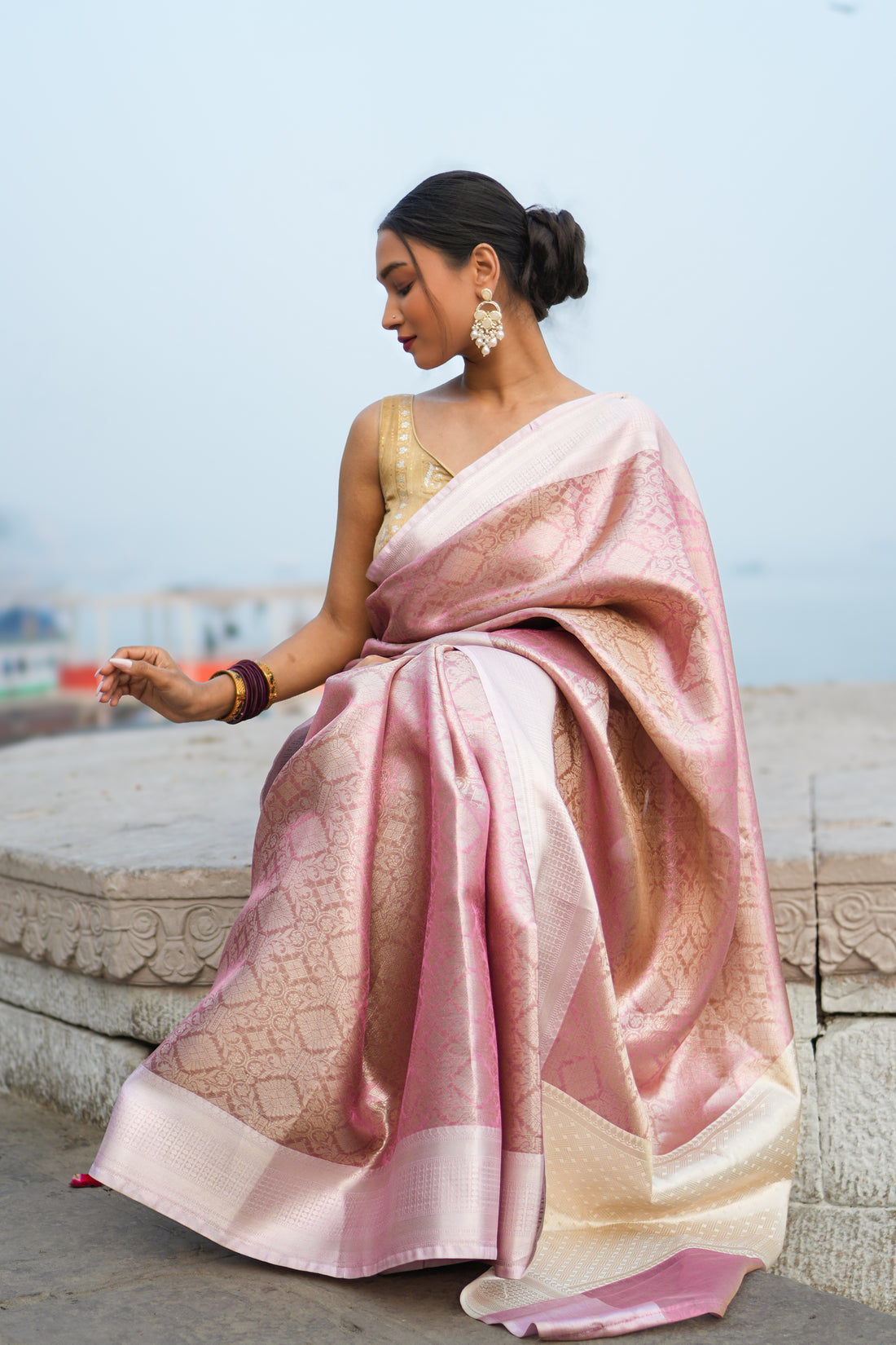 Banarasi Glass Tissue Brocade Silk Saree