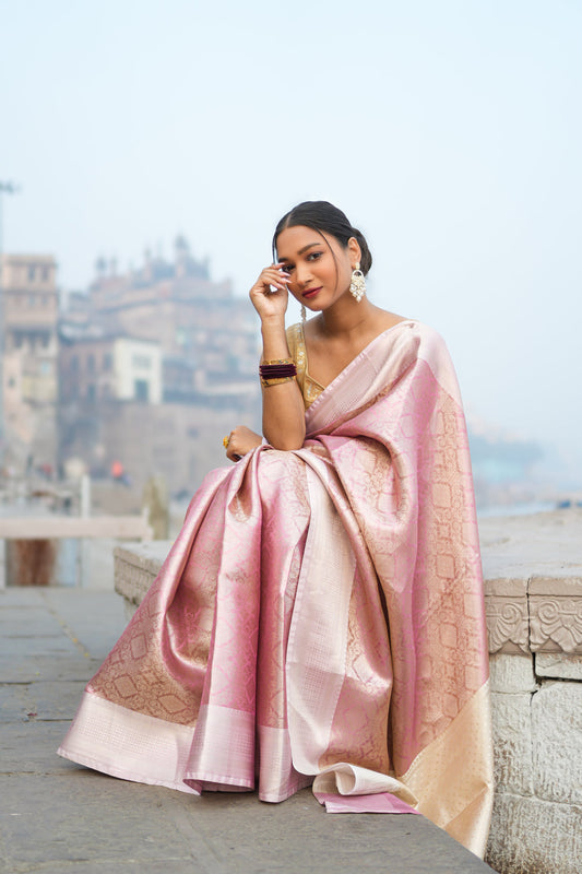 Banarasi Glass Tissue Brocade Silk Saree