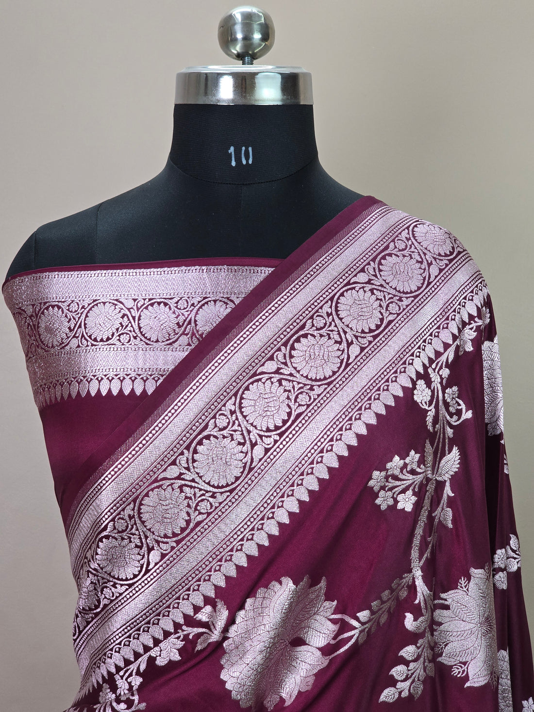 Banarasi Mashru Katan Silk Saree with Floral Jaal Pattern