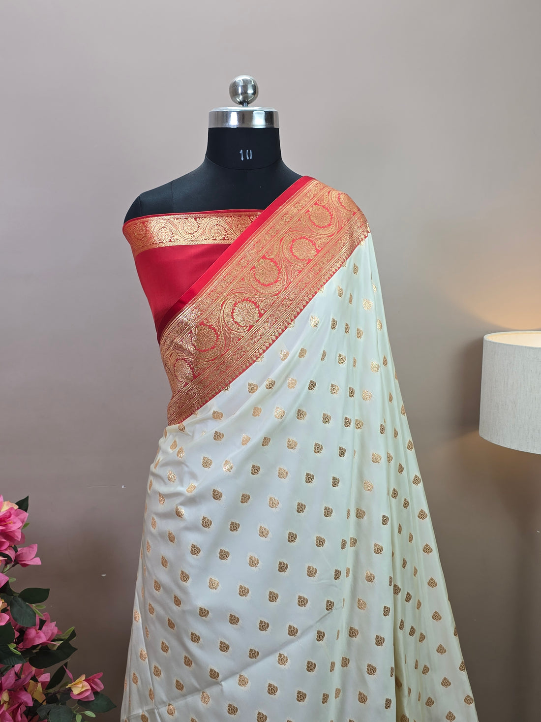 Banarasi Satin Katan Silk Saree with Contrast Border
