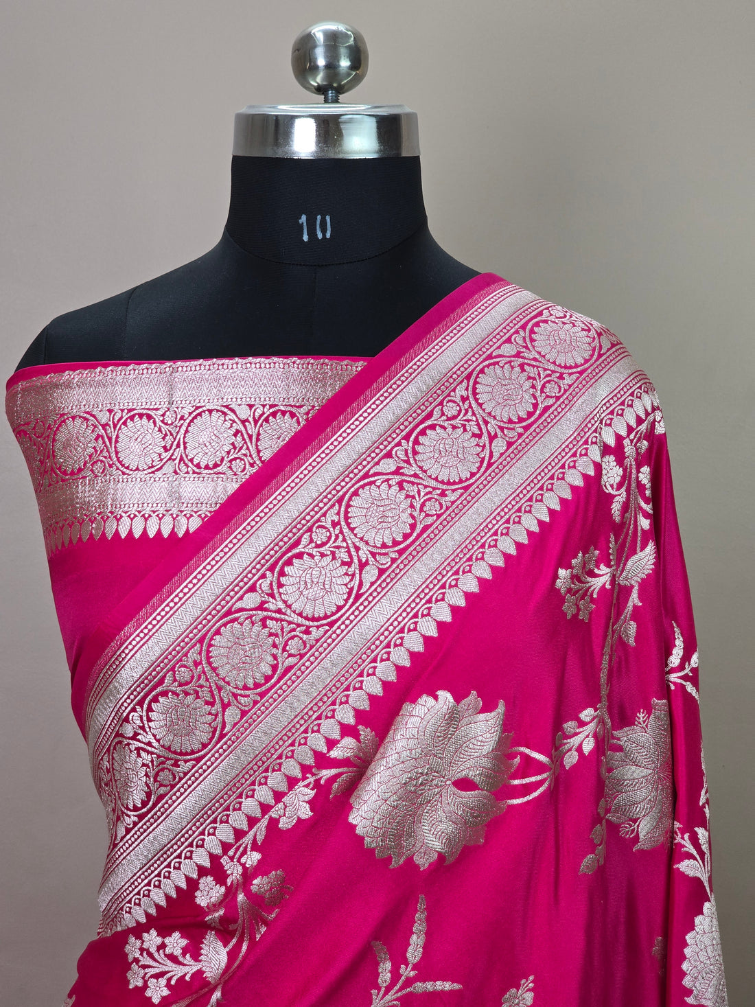 Banarasi Mashru Katan Silk Saree with Floral Jaal Pattern